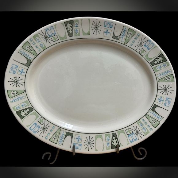Taylor Smith & Taylor Other - Vintage Atomic MCM Taylorstone Cathay Age Oval Serving Platter, Geometric Dish